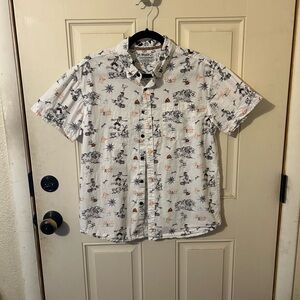 EUC Men's Short Sleeve Shirt with Skateboard Skeletons Graphic Print